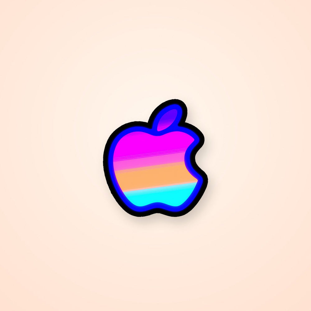 Neon Gradient Apple Logo Retro Sticker