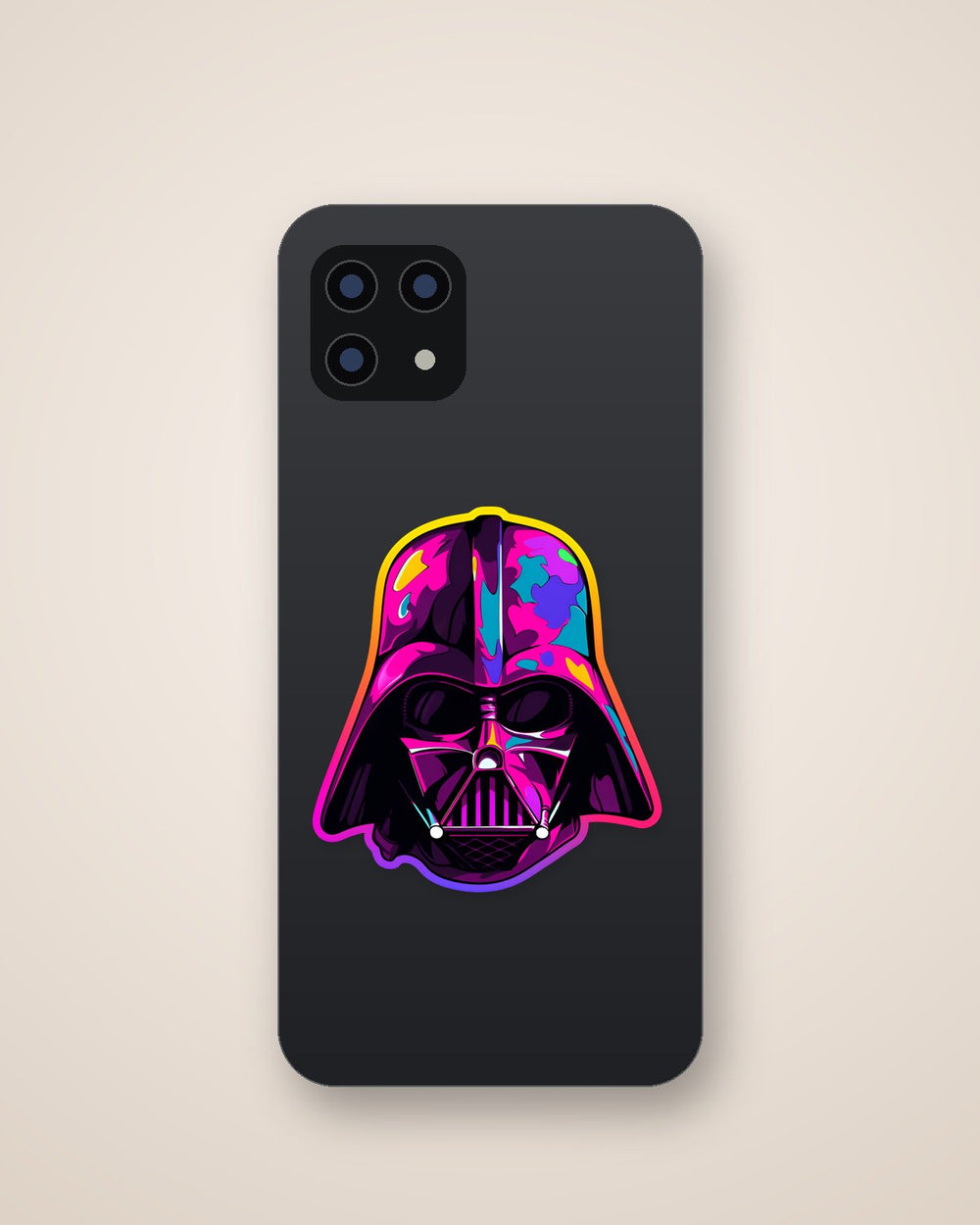 Pink Darth Vader Head Colorful Stroke Sticker