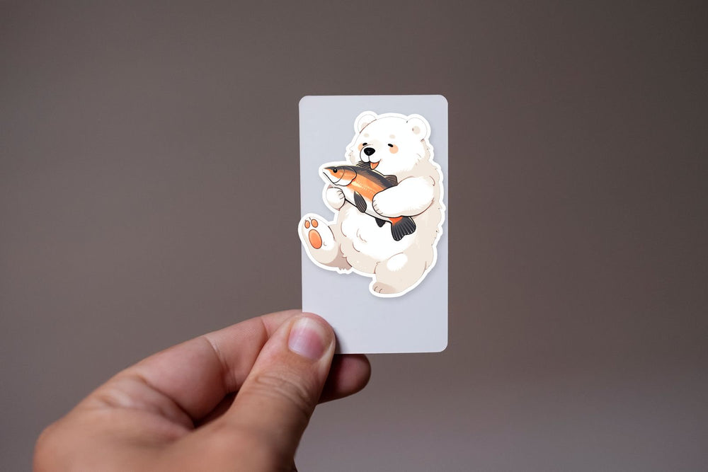 Polar Bear with a Fish Sticker