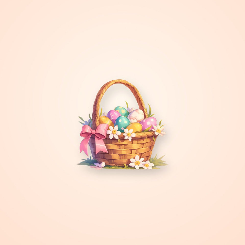 Easter Basket Floral Decorated Eggs Clipart