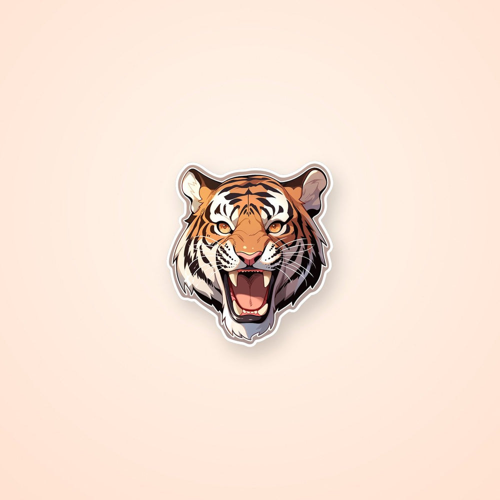 Aggressive Tiger with Open Mouth Sticker