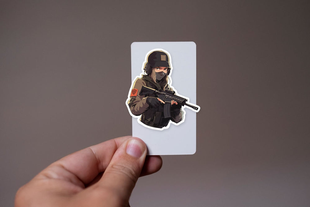 Army Girl with Guns Sticker