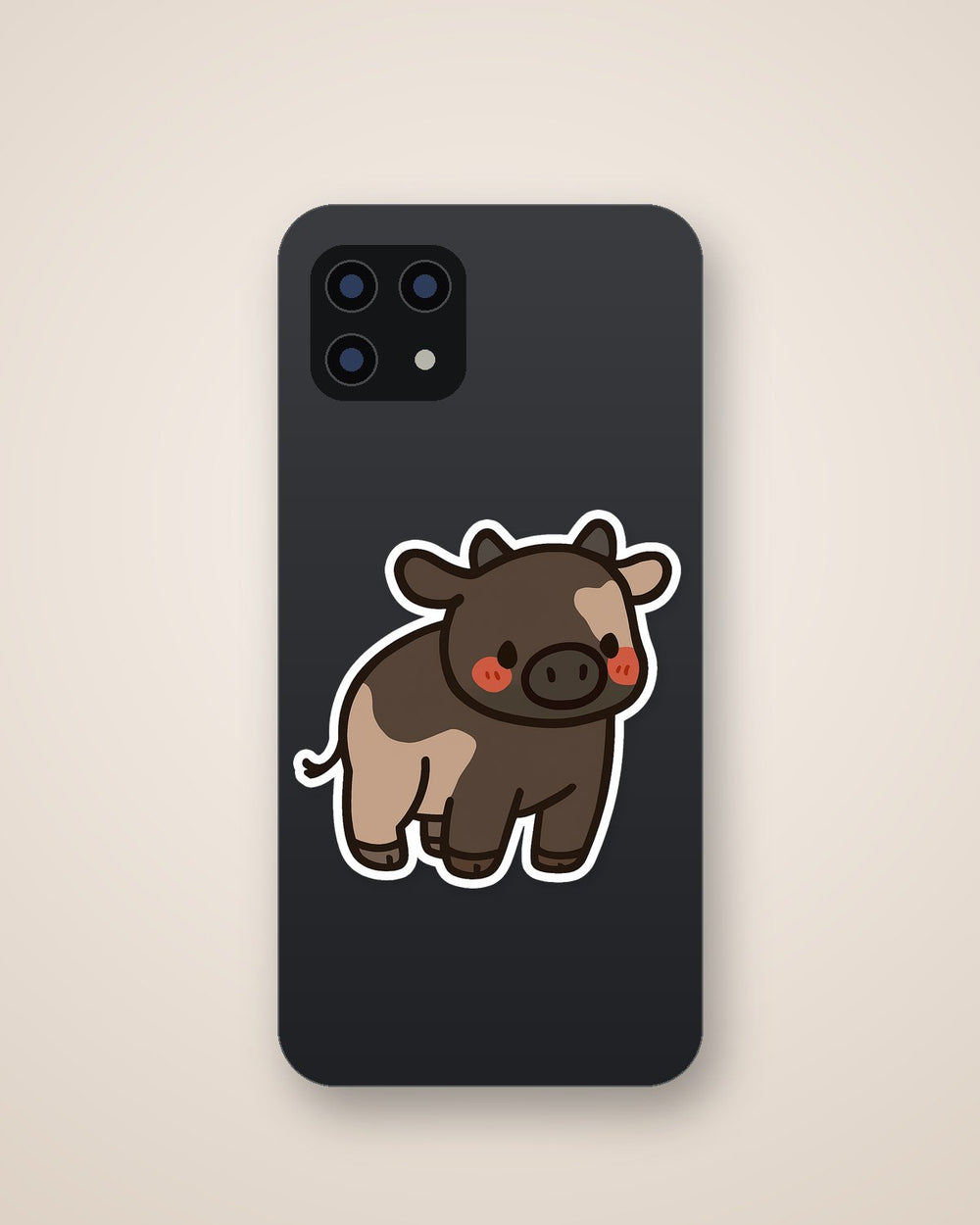 Chibi Brown Cow Sticker