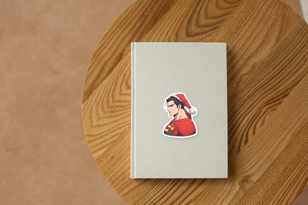 DC Superman in Christmas Hat Sticker