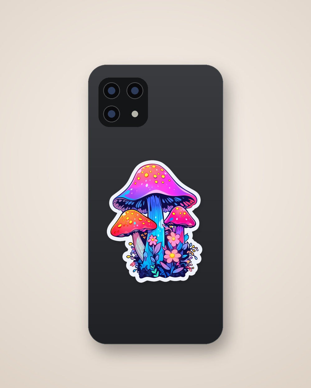 Colorful Trippy Mushrooms & Flowers Sticker