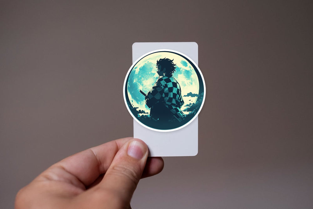 Tanjiro Moonlight Silhouette Anime Sticker