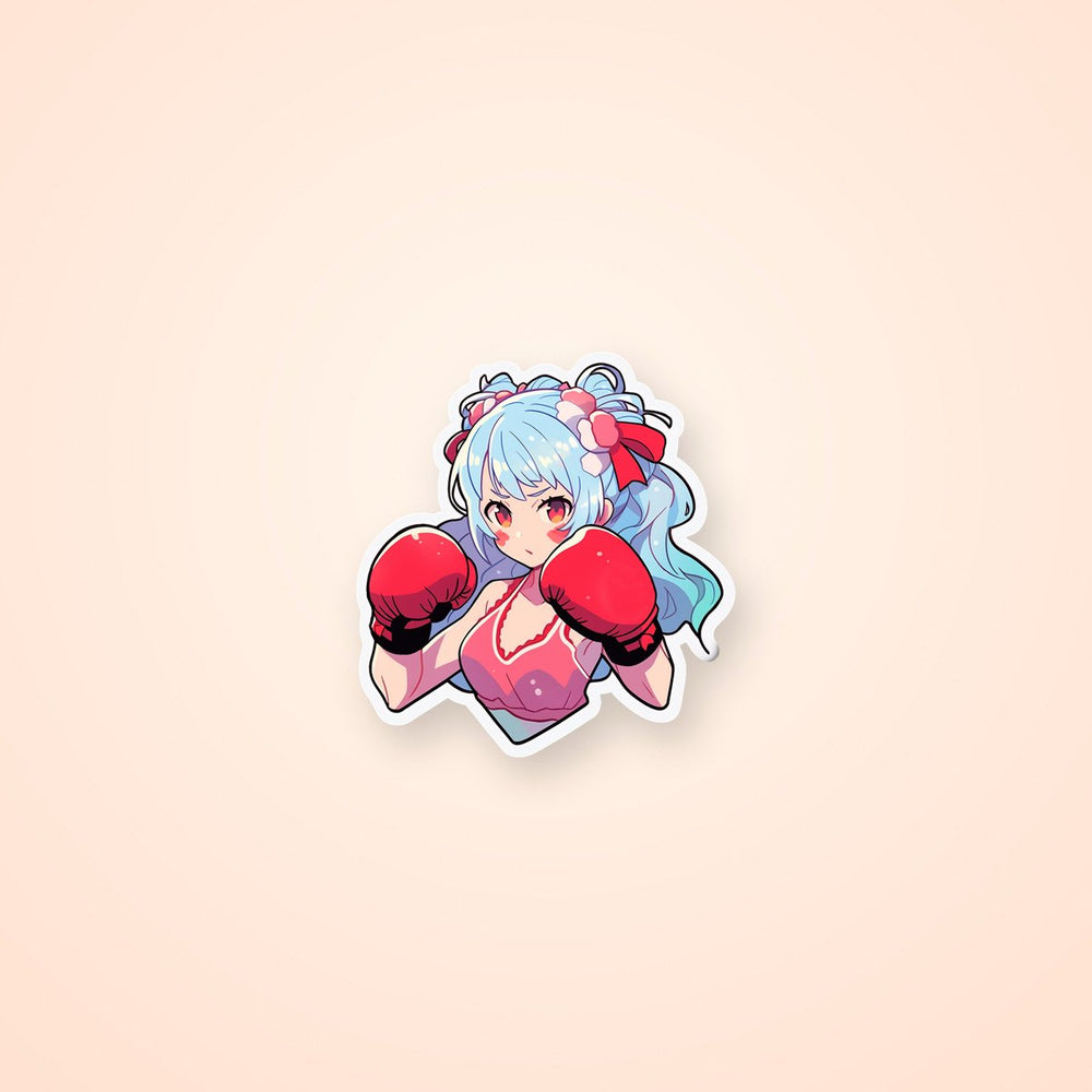 Anime Girl in Boxing Gloves Sticker