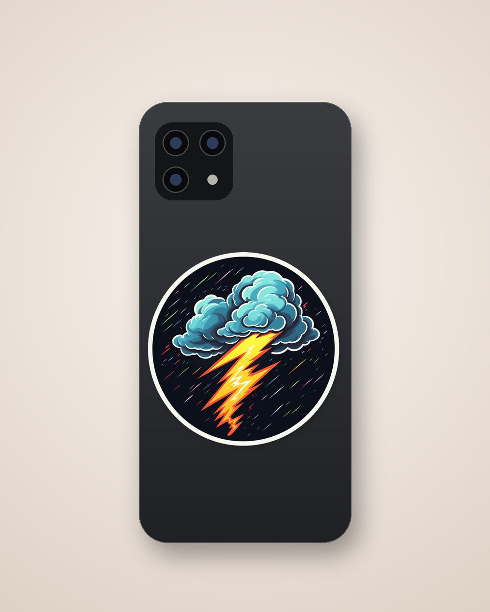 Cloud with Lightning Round Sticker