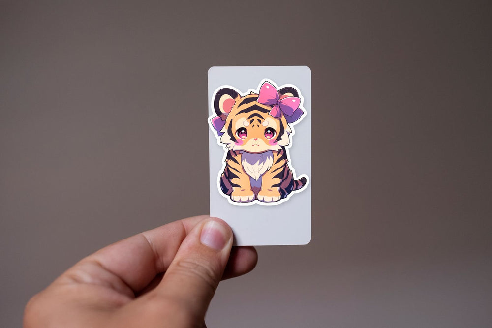 Cute Tiger Cub with Bow Sticker