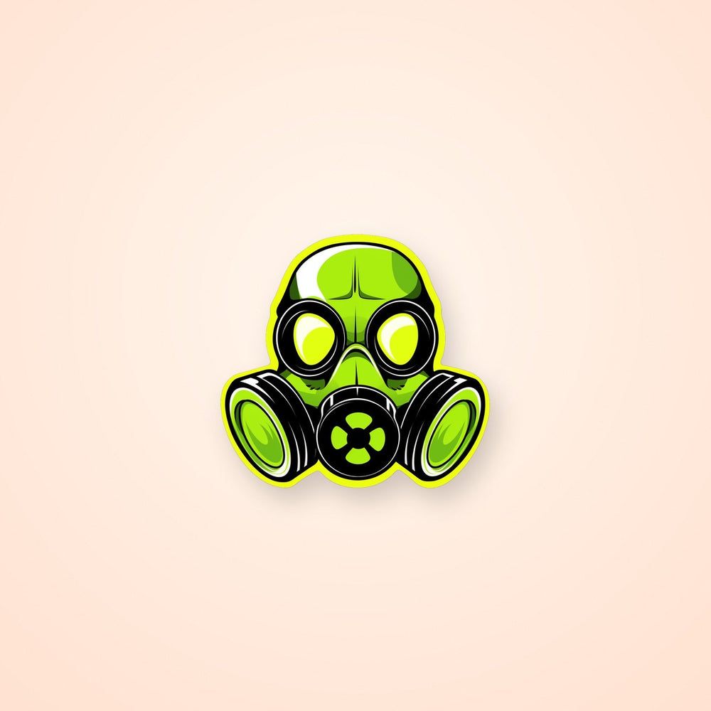 Toxic Gas Mask Green Stroke Sticker