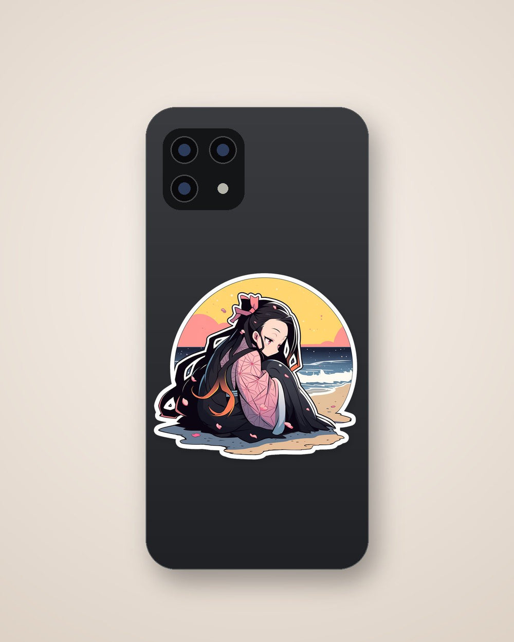 Kimetsu No Yaiba Sad Nezuko on Sandy Beach Sticker