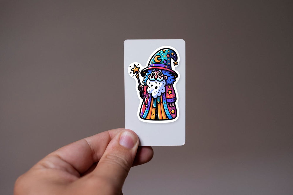 Colorful Wizard with Magic Wand Sticker