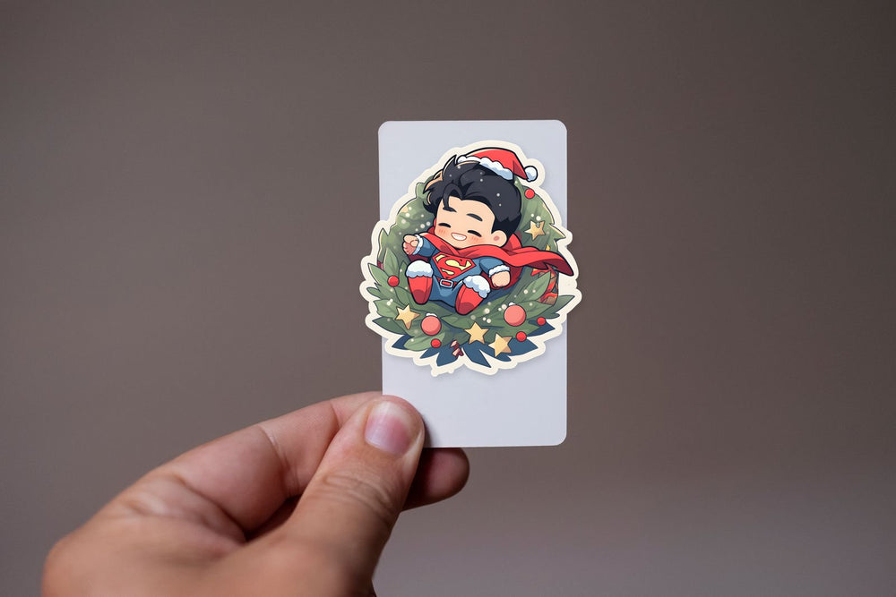 Chibi Superman Christmas Sticker