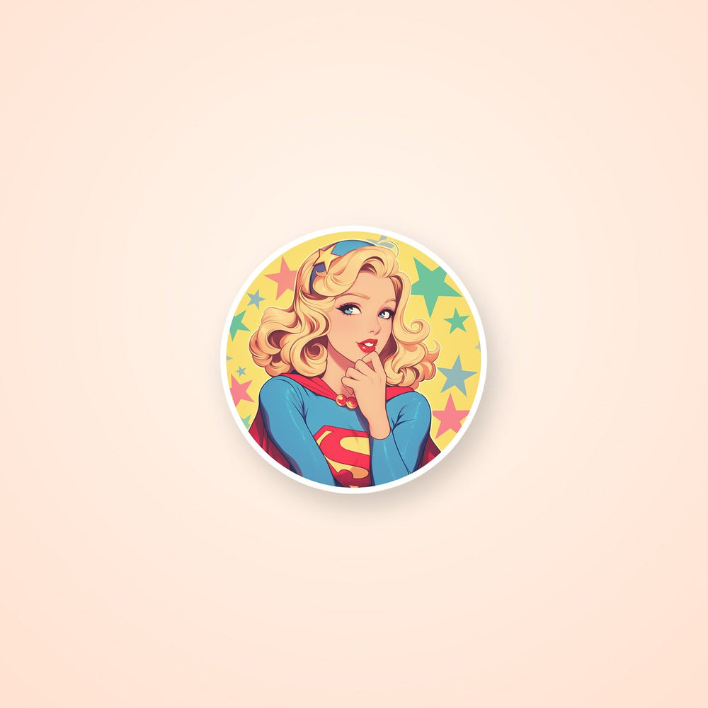Retro Supergirl Pinup Sticker