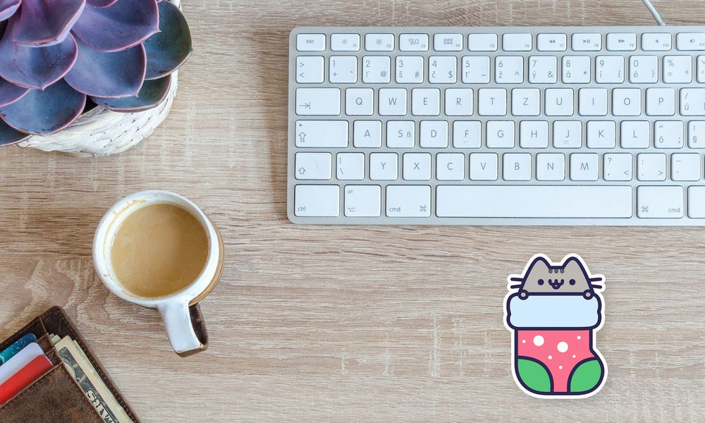 Pusheen Cat in Cozy Winter Socks Sticker