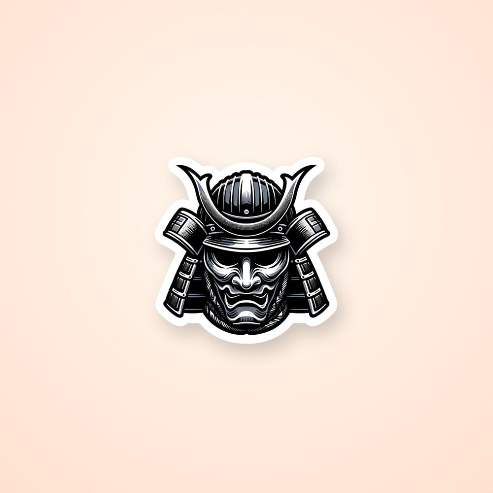 Samurai Mask Metal Warrior Sticker