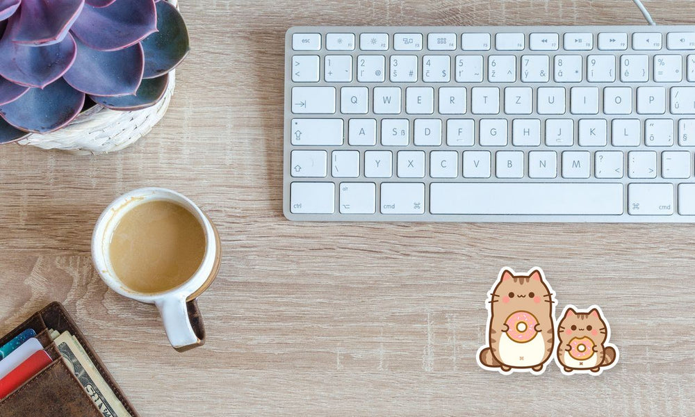 Adorbale Cats with Donuts Sticker