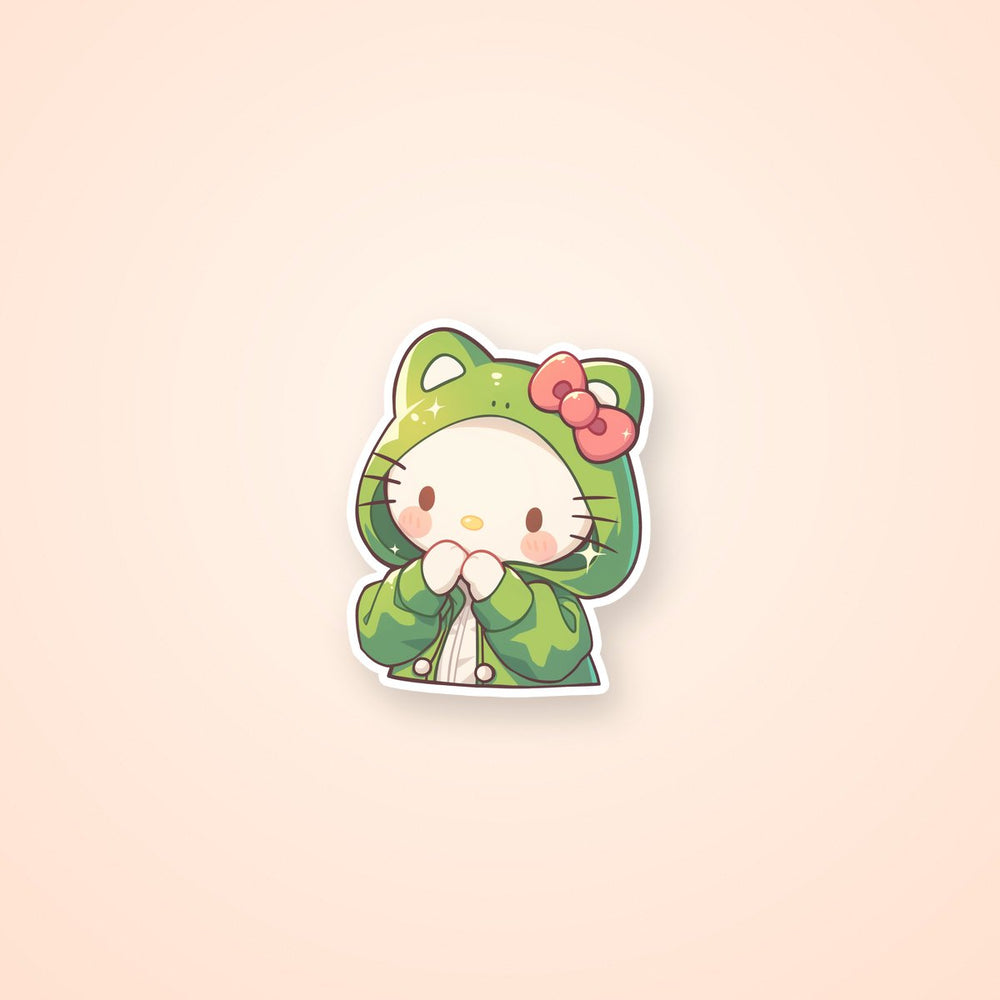 Hello Kitty Frog Hoodie Kawaii Sticker