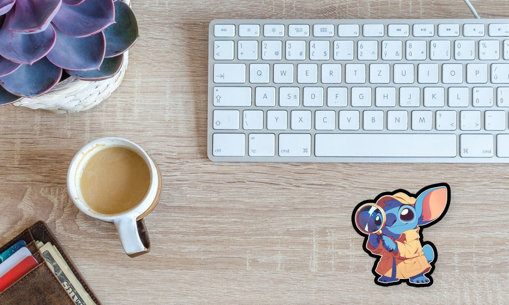 Stitch Detective Magnifying Glass Cute Sticker