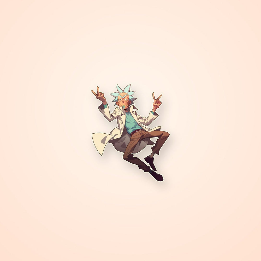 Cool Rick Sanchez Peace Sign Sticker