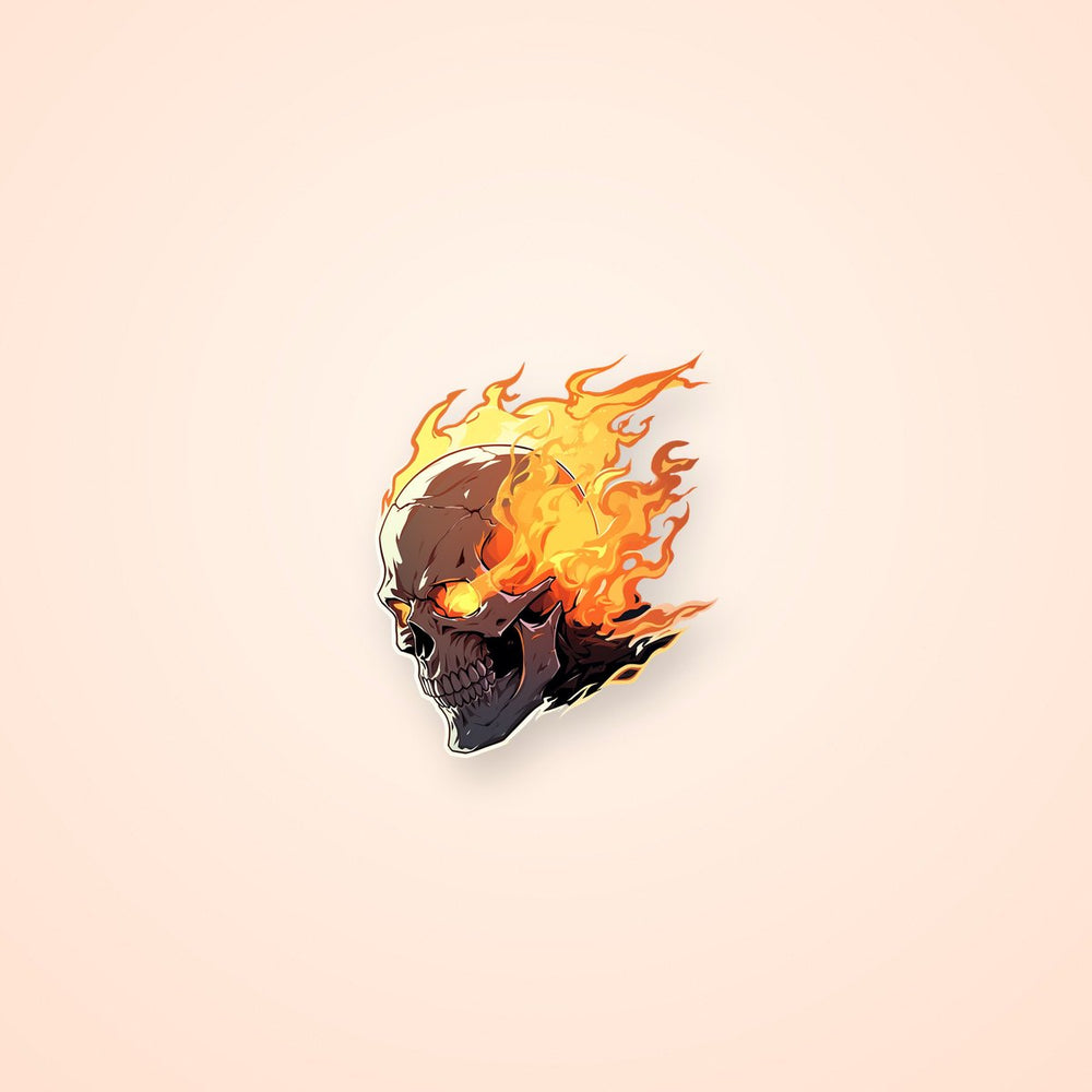 Burning Skull Art Sticker