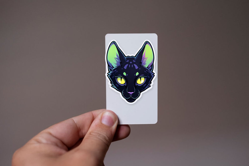 Cat Head with Yellow Eyes Art Sticker