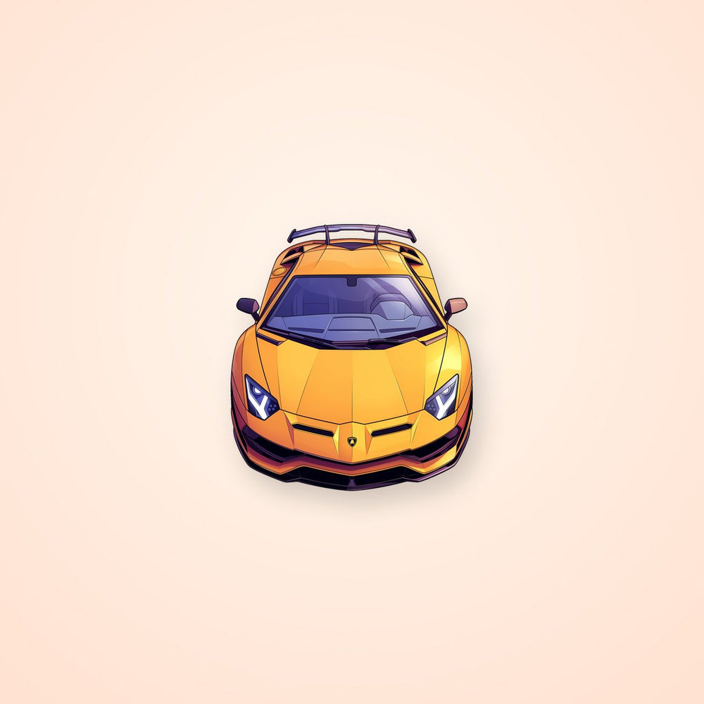 Yellow Lambo Supercar Top View Sticker
