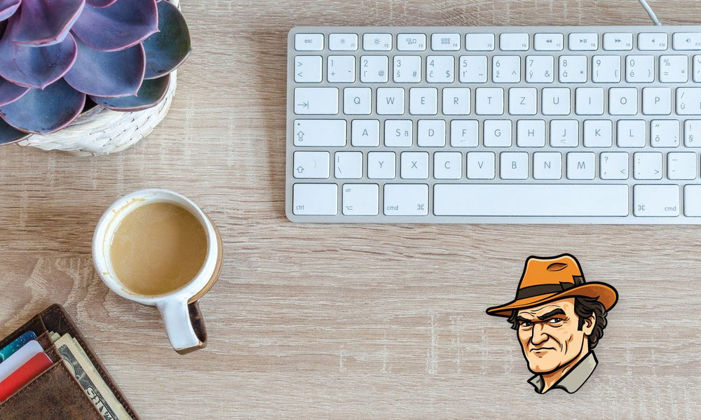 Tarantino in Hat Cartoon Sticker