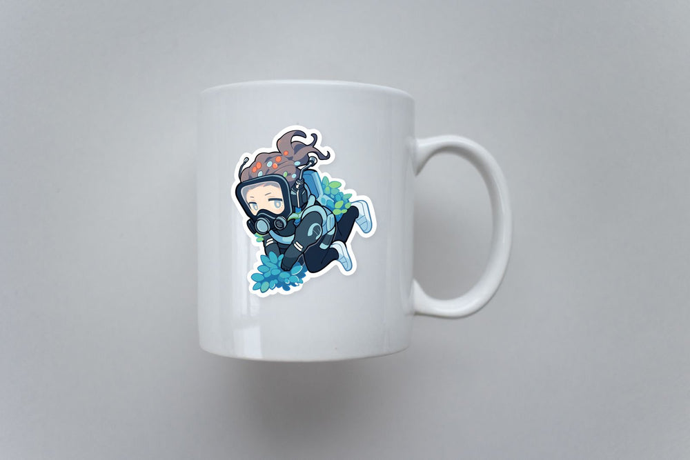 Cute Girl in an Underwater Suit Sticker