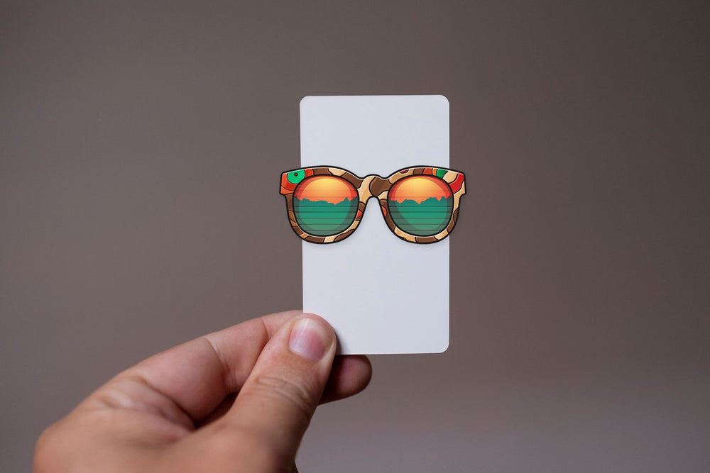 Bright Sunglasses with Green & Orange Reflection Sticker