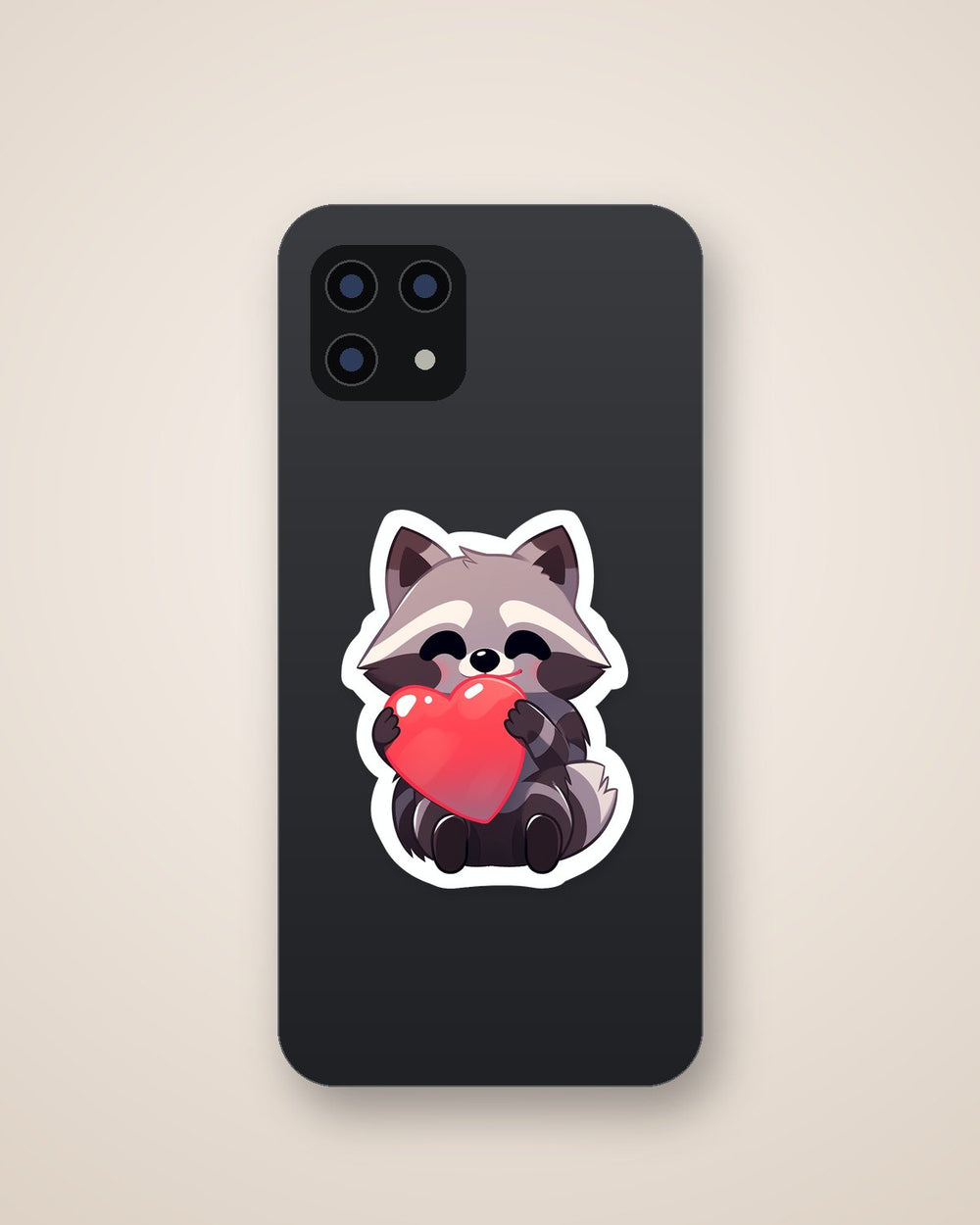 Raccoon with Heart in Paws Sticker