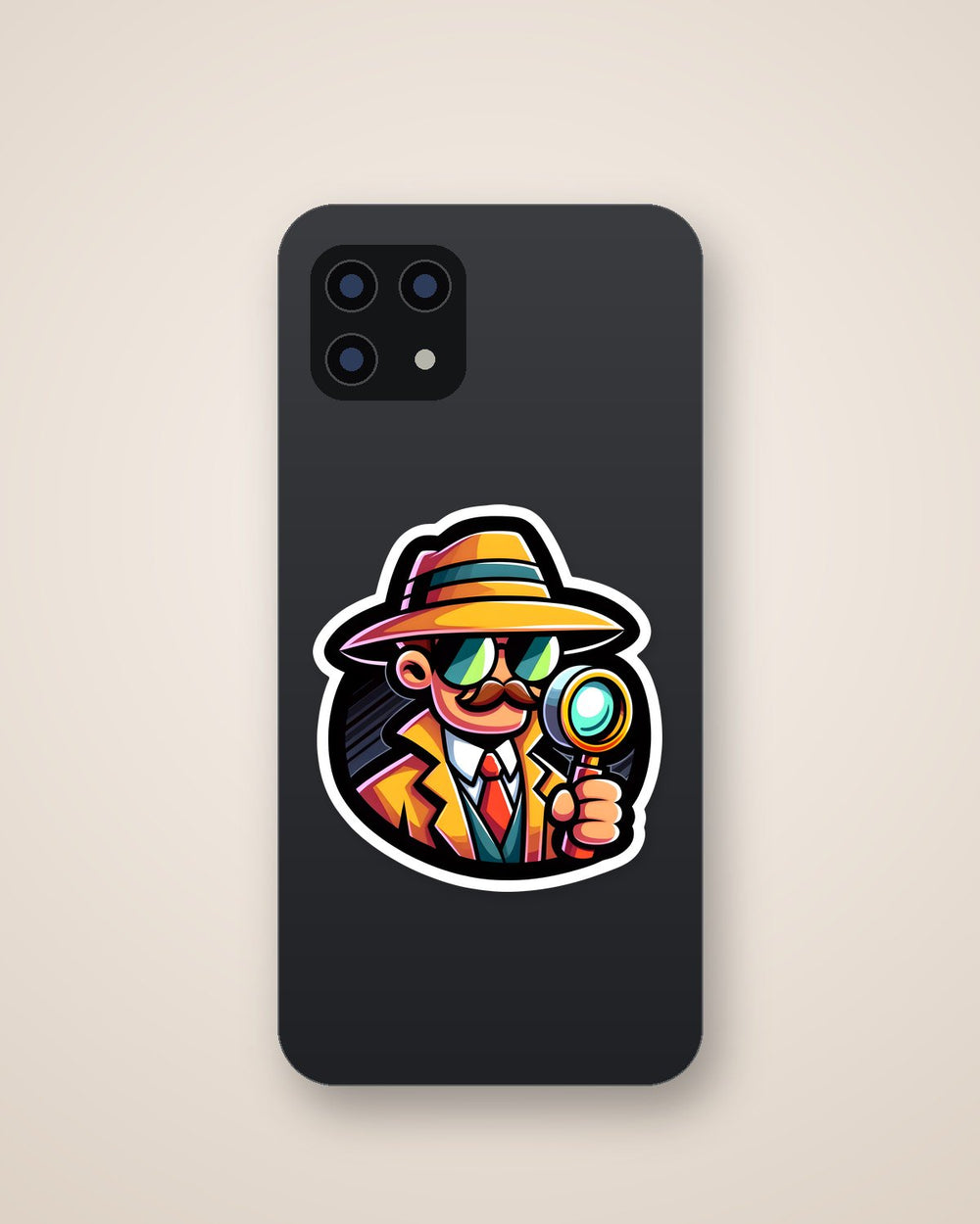 Detective with Magnifying Glass Art Sticker