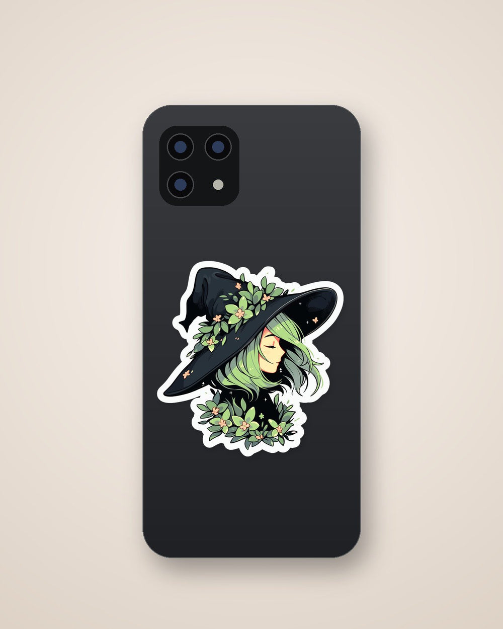 Halloween Witchy Girl Black & Green Sticker
