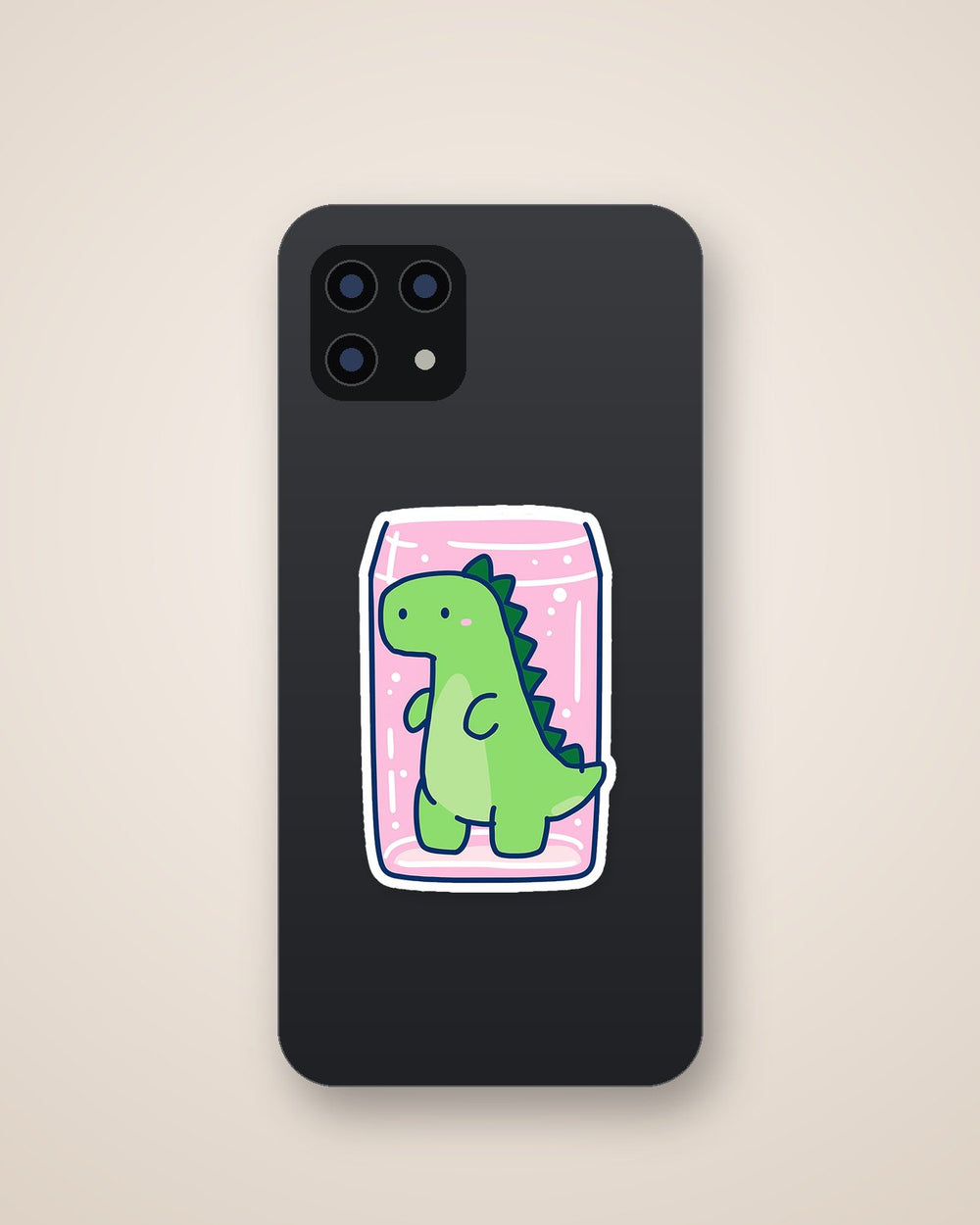 Cute Dinosaur Squished on Glass Kawaii Sticker