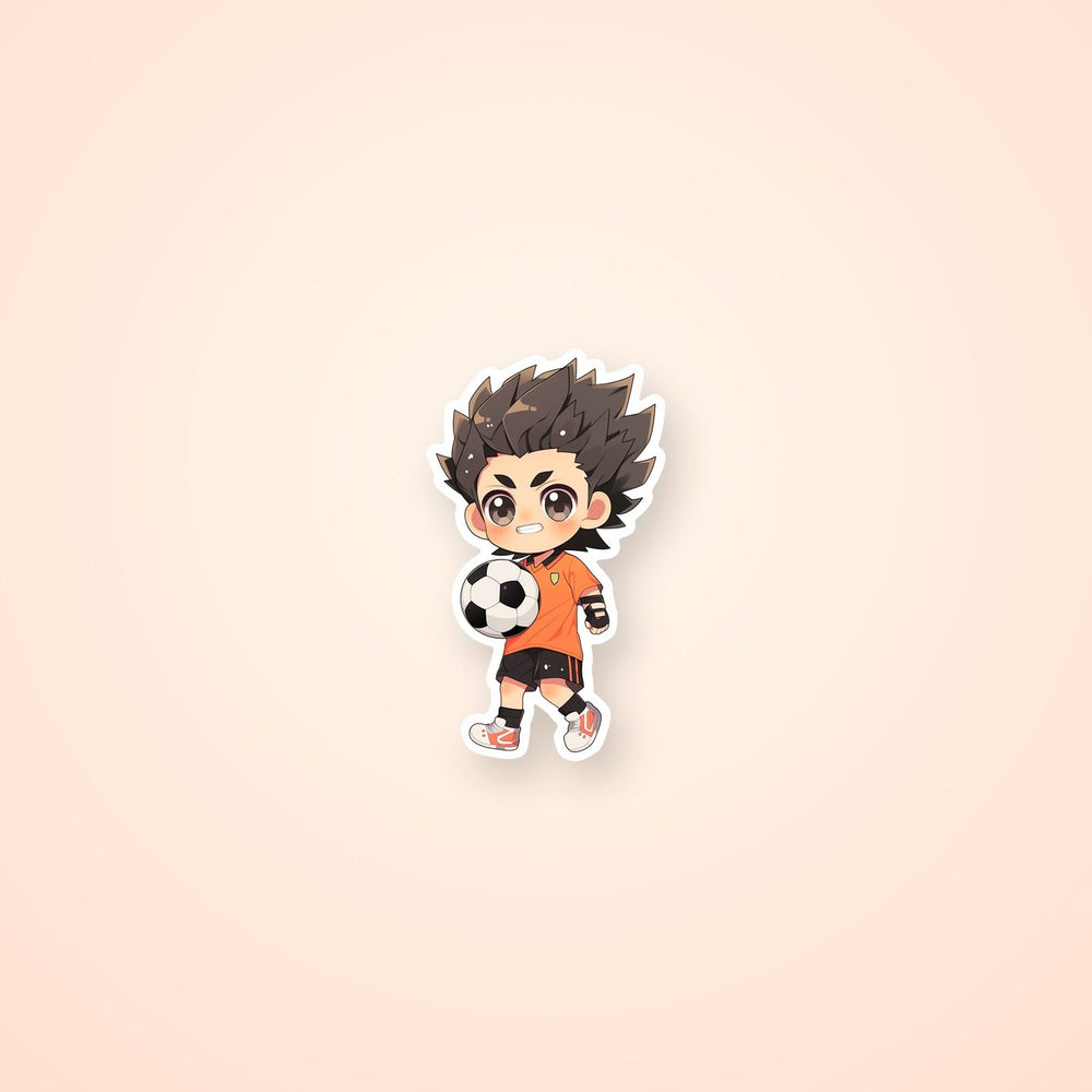 Cute Chibi Soccer Player with Ball Sticker