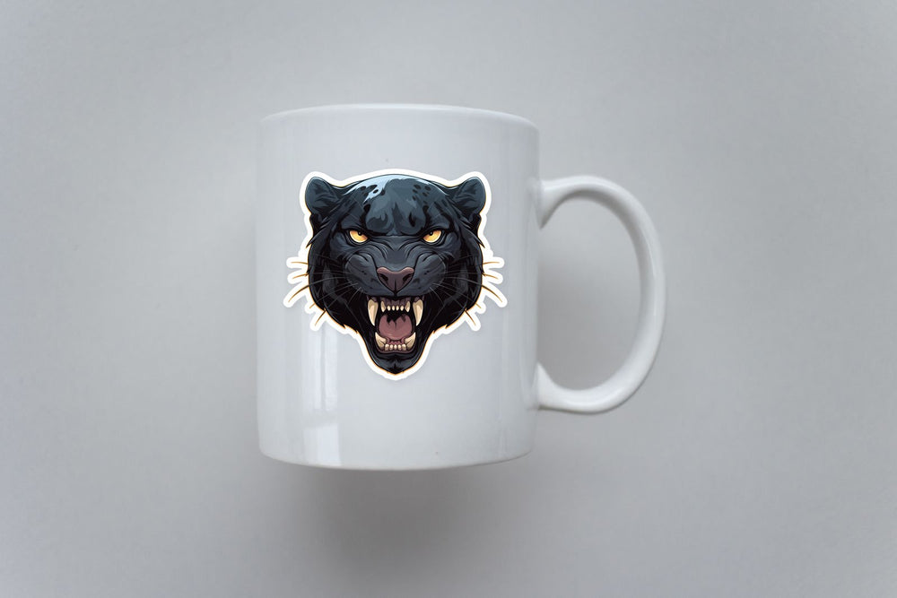Fierce Black Panther Head Traditional Sticker