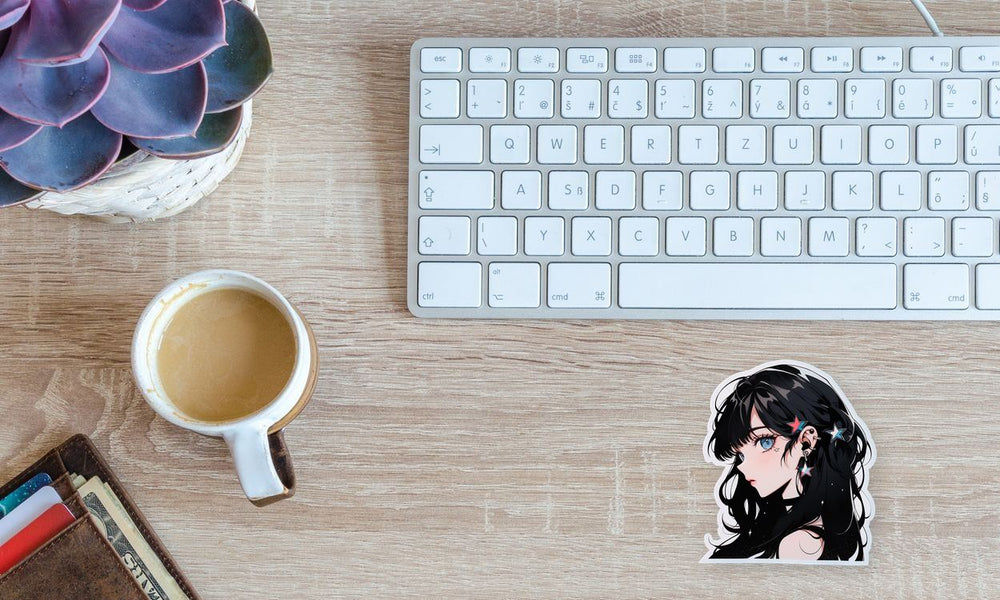 Blue-Eyed Brunette Anime Girl Aesthetic Sticker