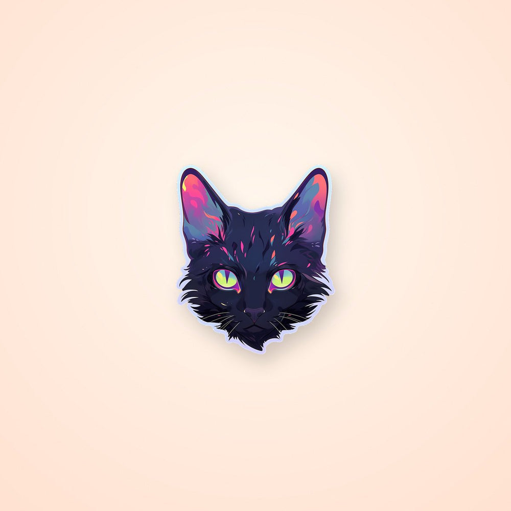 Colorful Cat with Green Eyes Sticker