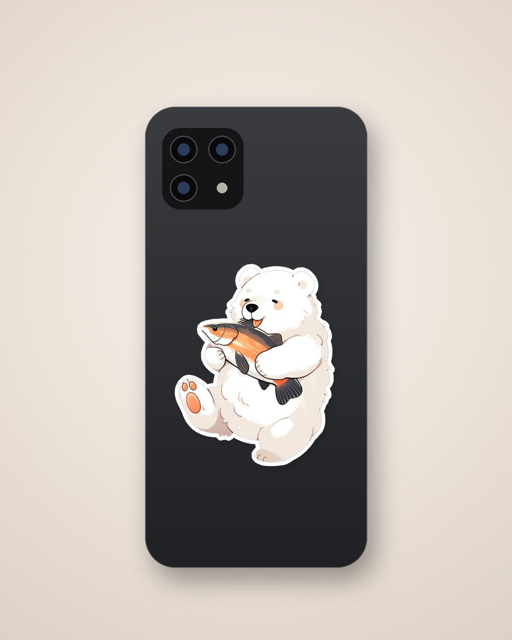 Polar Bear with a Fish Sticker