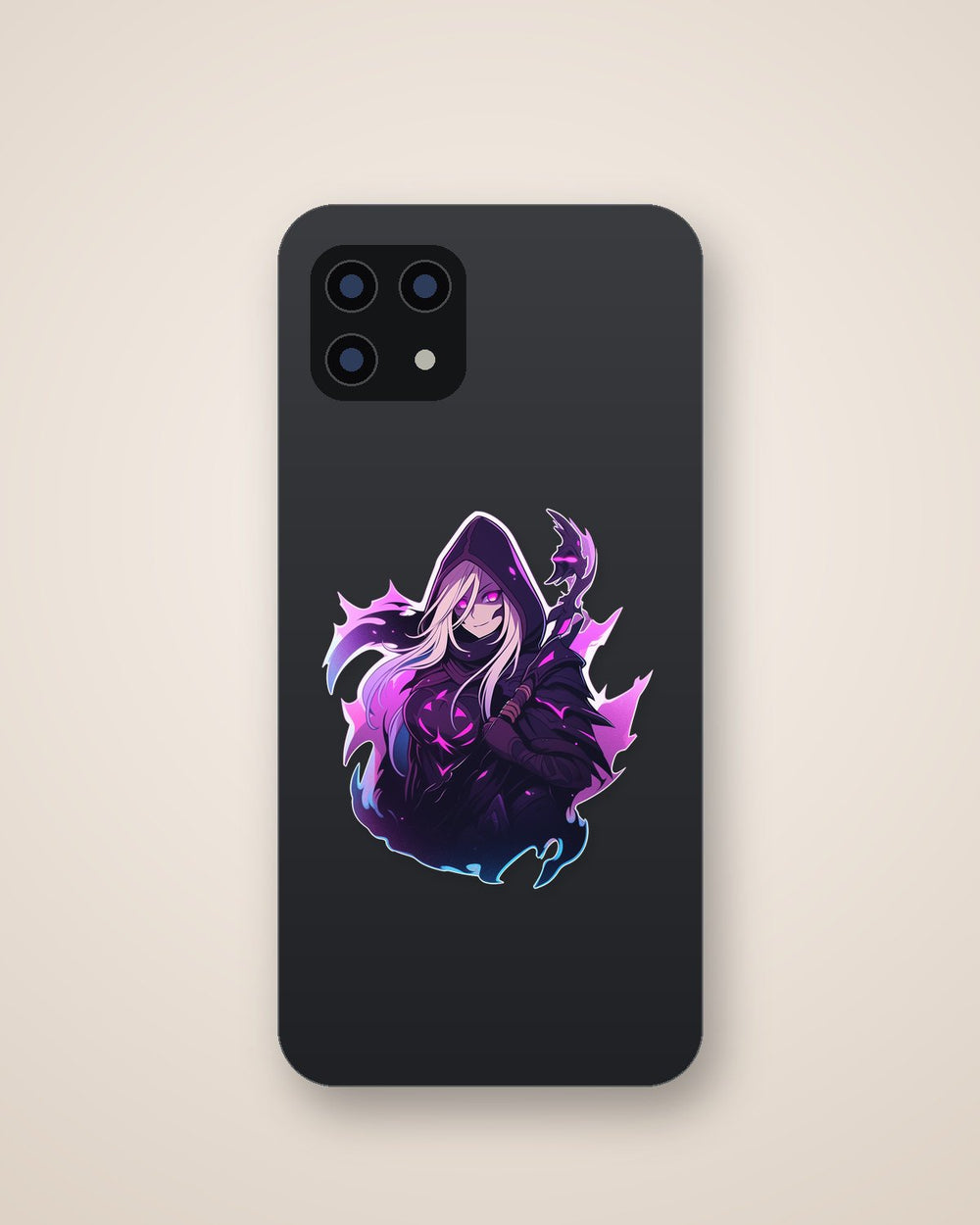 Magical Anime Girl with Staff Purple Sticker