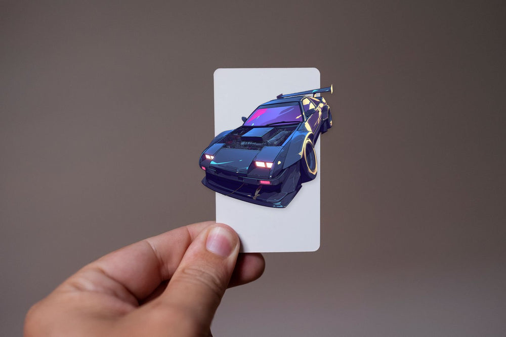 Retrowave Sportscar Art Sticker