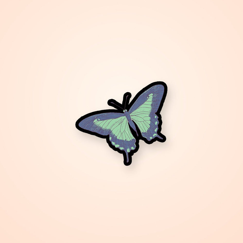 Vintage Teal Butterfly Aesthetic Nature Sticker