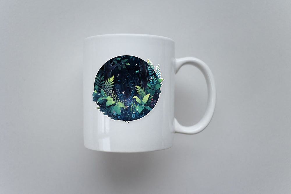 Magic Night Forest Round Sticker
