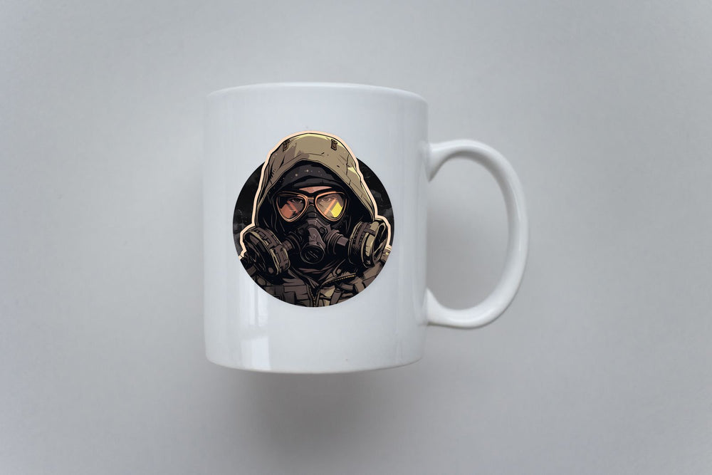 Man in Biohazard Gas Mask Sticker