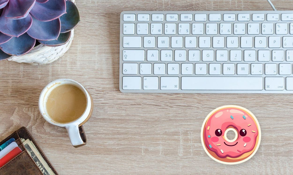 Pink Donut Kawaii Sticker