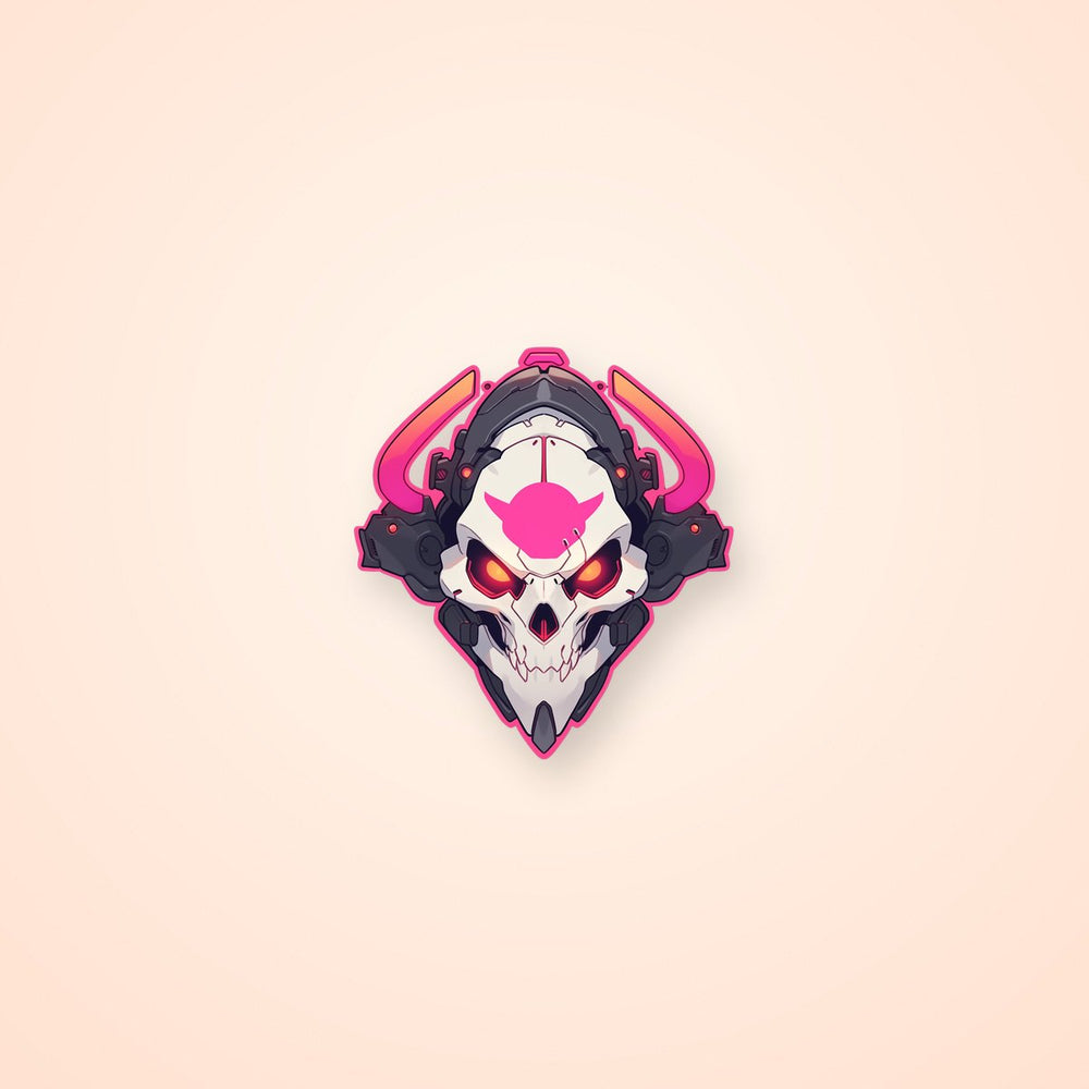 Hardcore Skull Pink Stroke Sticker