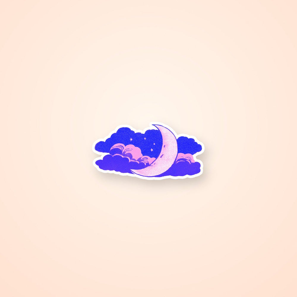 Magic Pink Moon Clouds Dreamy Night Sticker