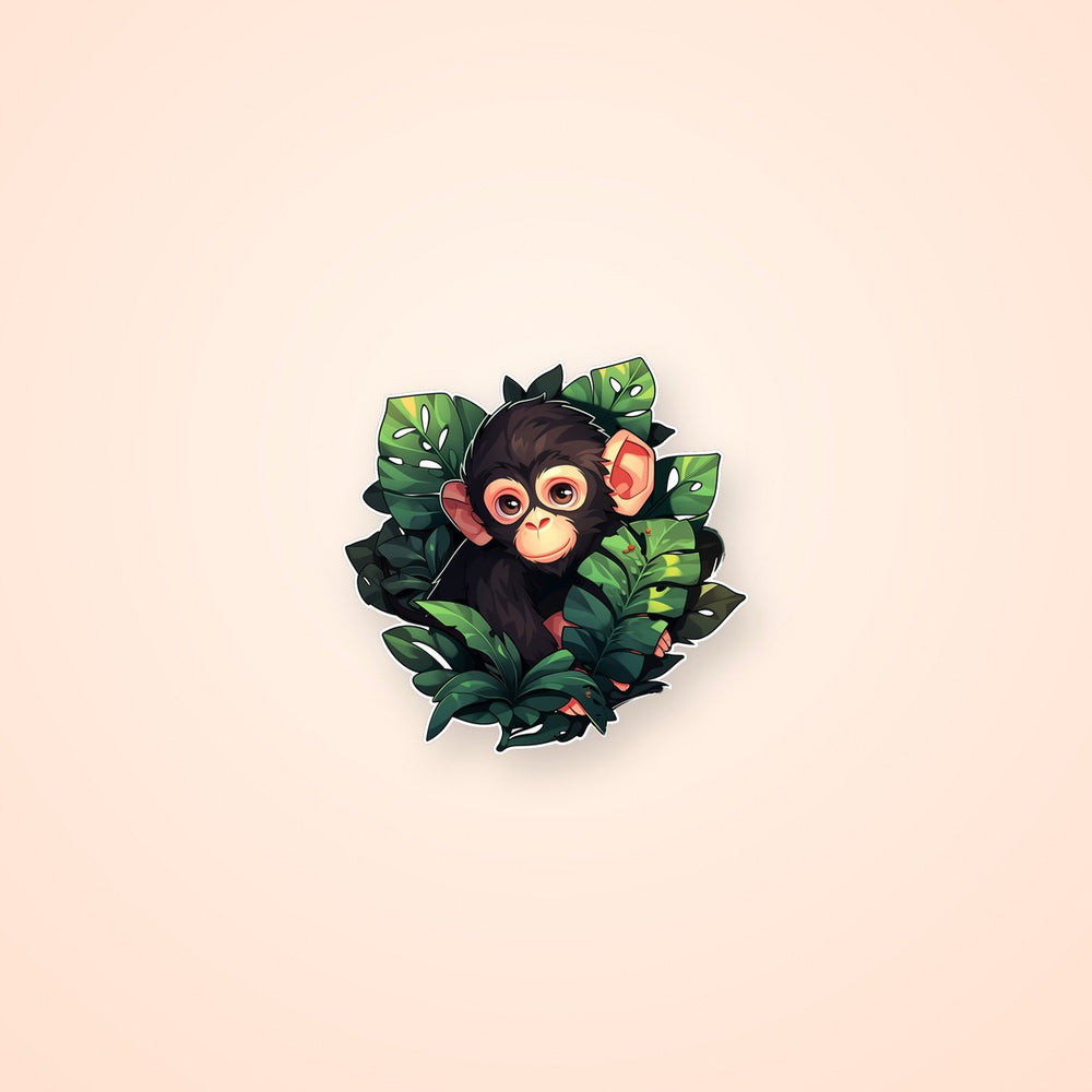 Little Monkey in Leaves Sticker