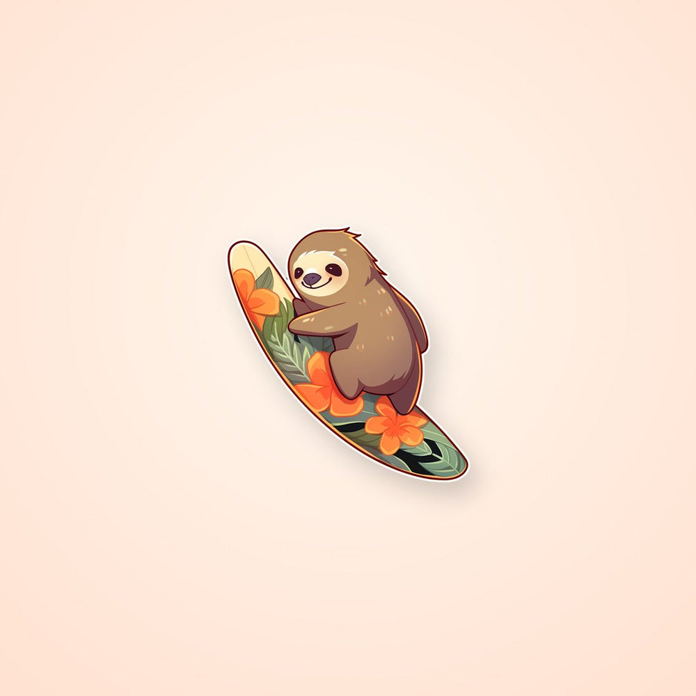 Sloth on a Surfboard Sticker