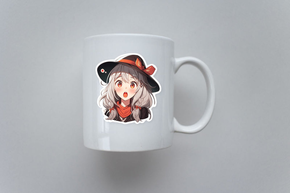 Surprised Anime Girl in a Hat Sticker